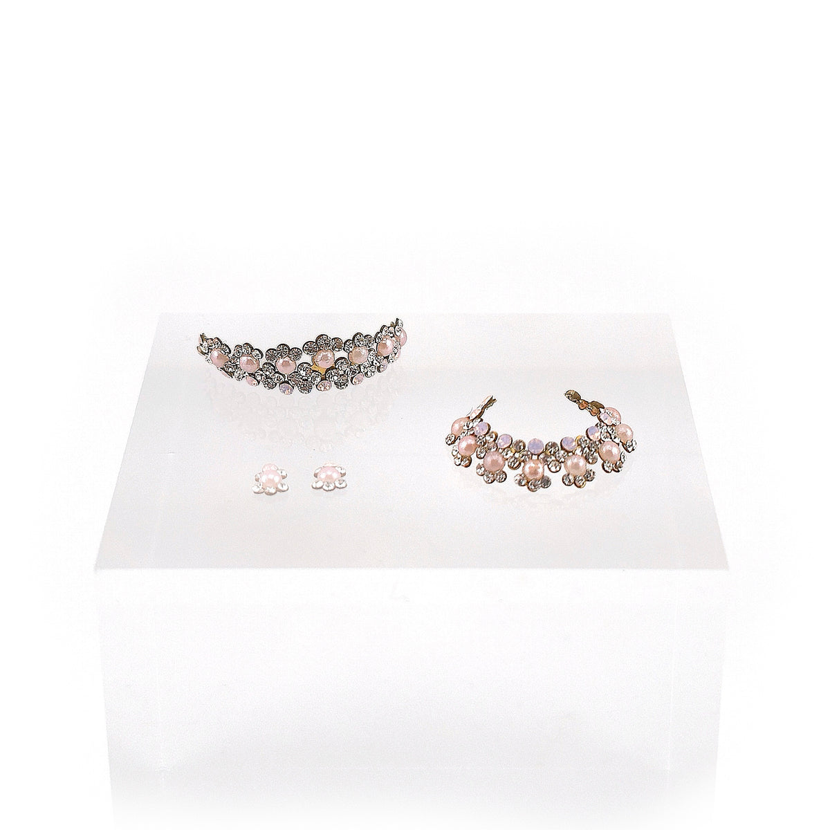 Sun Lemmens Rococo Pink Pearl & Crystal Parure Set with Tiara, Necklace & Earrings