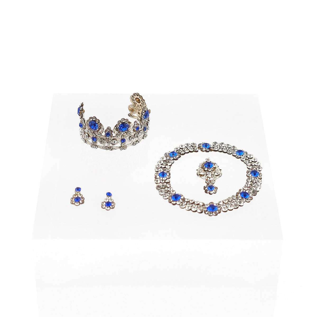 Sun Lemmens Sapphire & Crystal Royal Parure Set with Queen Elizabeth II Display