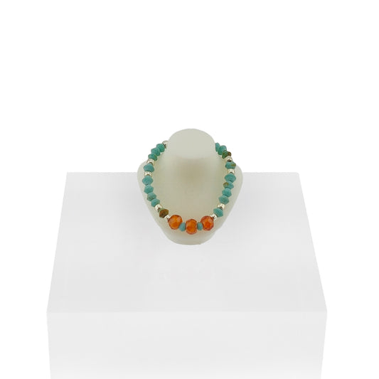 Lynn O’Shaughnessy Turquoise, Sterling & Carnelian Sunstone Necklace IGMA Fellow