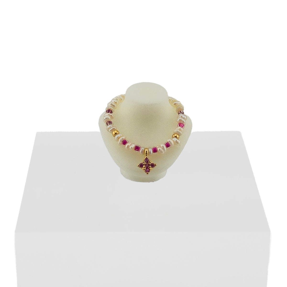 Lynn O’Shaughnessy Ruby & Natural Pearl Wearable Miniature Necklace IGMA Fellow