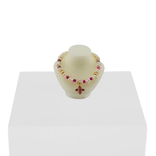 Lynn O’Shaughnessy Ruby & Natural Pearl Wearable Miniature Necklace IGMA Fellow
