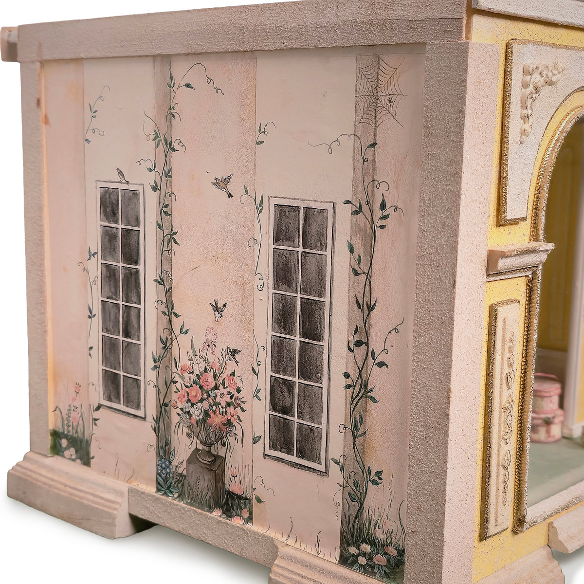 Vintage 1990s Illuminated 1:24 Scale French-Style Bedroom & Bath Artisan Roombox