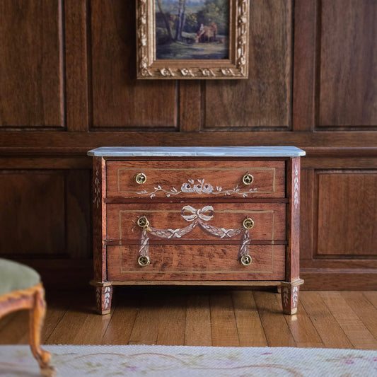 Vintage 1996 Gustavian Commode by Charlotte Hunt Hand Painted, Fabulous Hardware