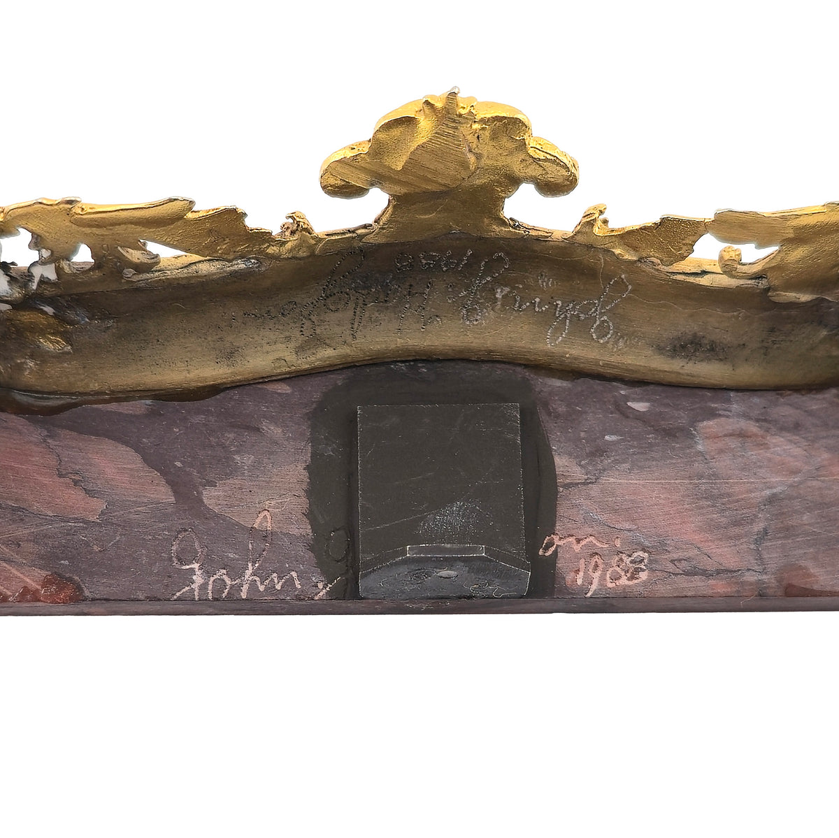 1988 Rococo Gilt English Silver & Gold Vermeil Red Jasper Console Table, John Hodgson