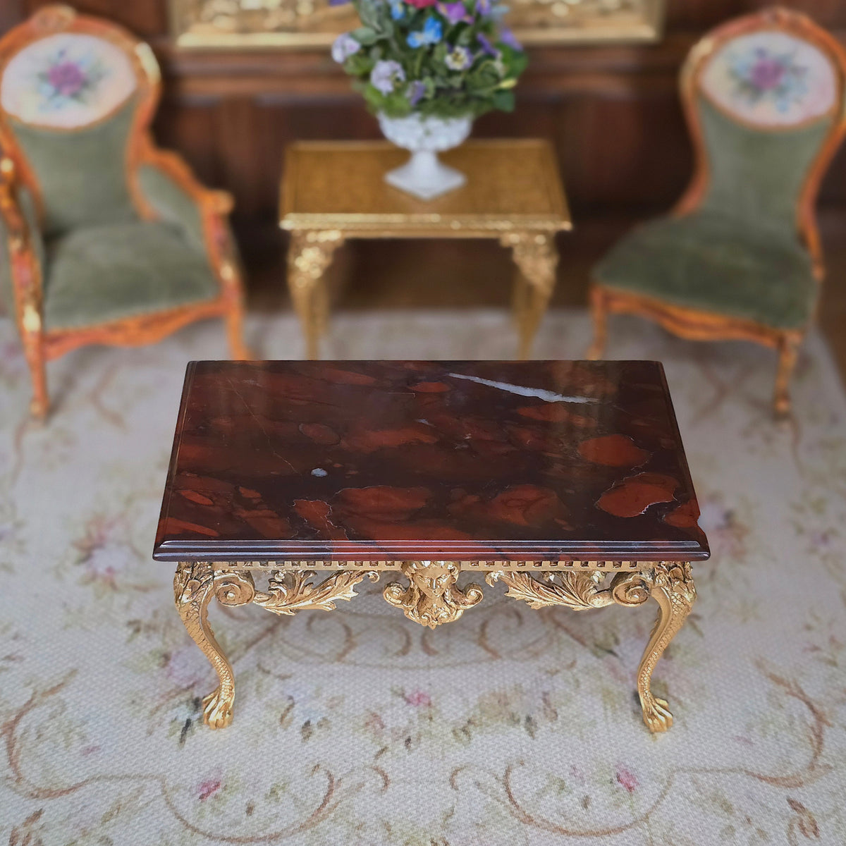 1988 Rococo Red Jasper Console Table by John Hodgson, IGMA Fellow, 1:12 Scale