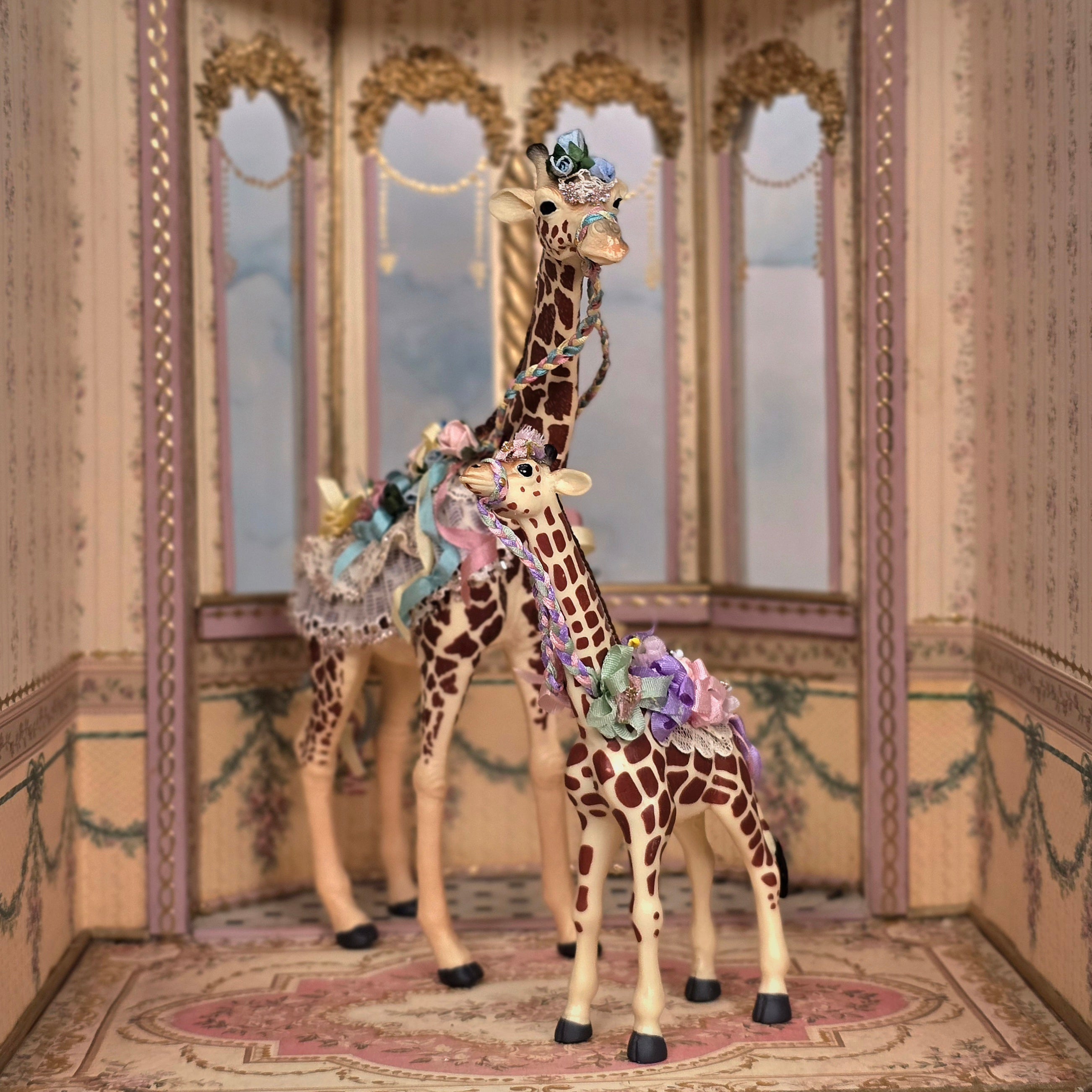 Whimsical Pat Boldt Carousel Giraffe Mother for Dollhouse 1:12
