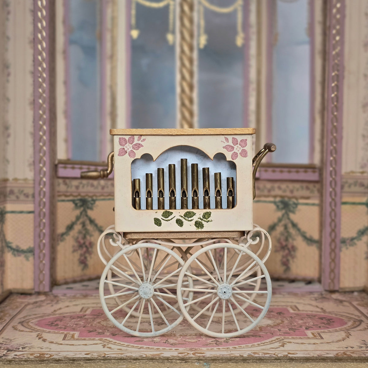 Vintage Working Musical Barrel Organ Cart by German Artist Hans Meier 1:12