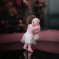 Load image into Gallery viewer, Anna Braun OOAK Pink & White Silk Mohair Toy Panda Bear with Pink Bow, Jointed
