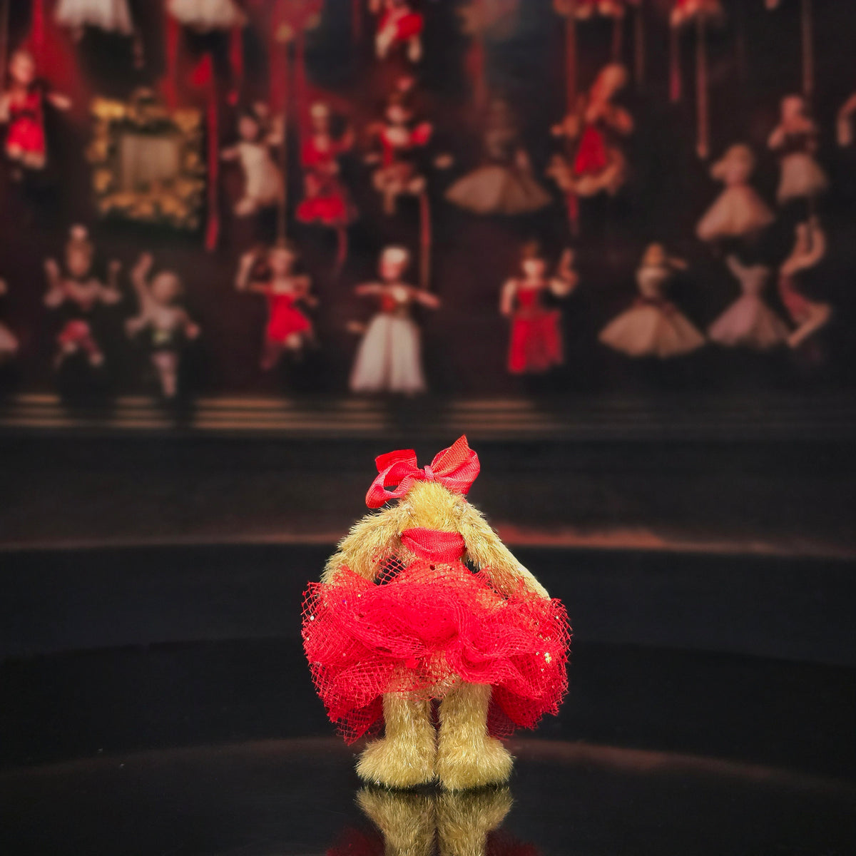 Anna Braun OOAK Floppy-Eared Mohair Bunny in Red Tulle Tutu, Jointed Artist Toy