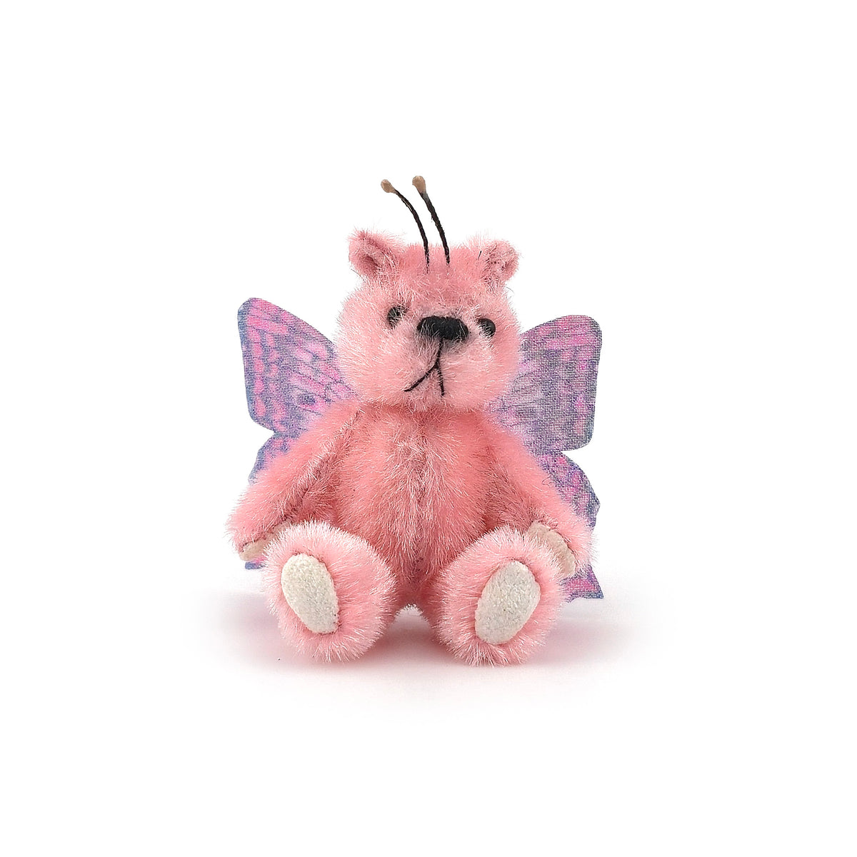 Anna Braun Girly Pink Silk Mohair Butterfly Bear with Wings and Antennae, Jointed