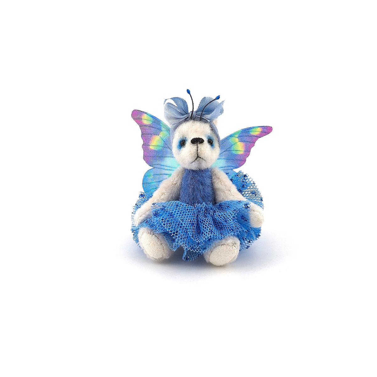 Anna Braun Blue Butterfly Ballerina Bear with Tutu, Wings and Bow, Jointed Bear