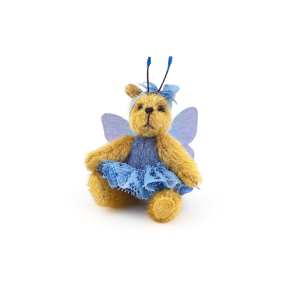 Anna Braun OOAK Blue Fairy Ballerina Teddy Bear with Lace Tutu, Wings and Antennae