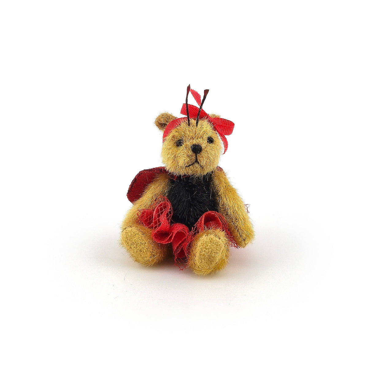 Anna Braun OOAK Ladybug Fairy Teddy Bear in Red Tutu with Spotted Wings and Antennae