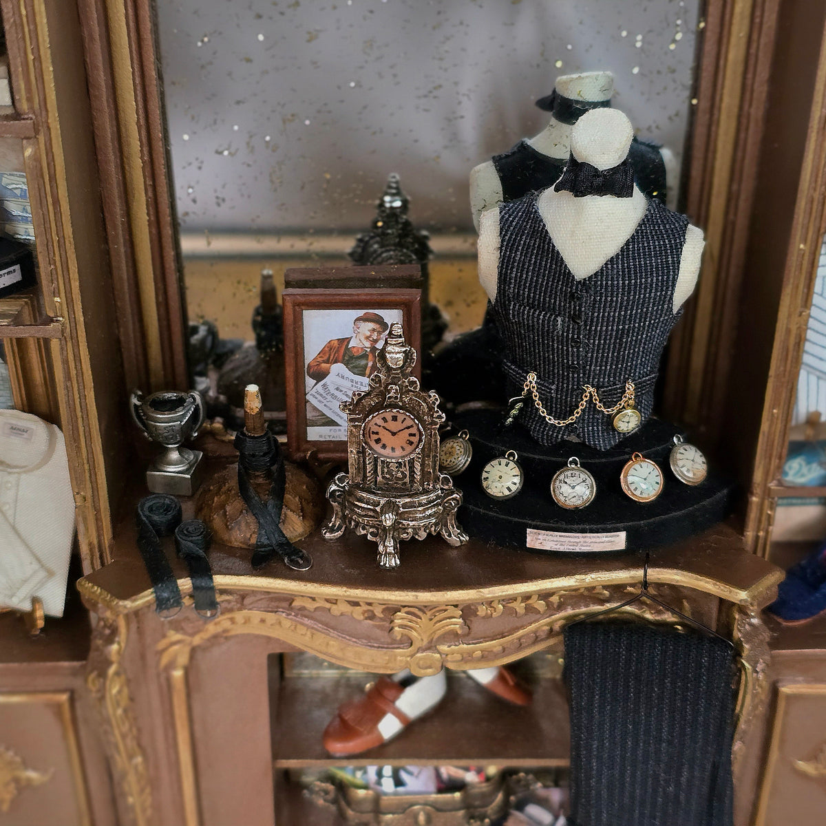RESERVED FOR Frank Lloyd Wright OOAK Gentleman's Wardrobe Wall Diorama Over 80 Pieces