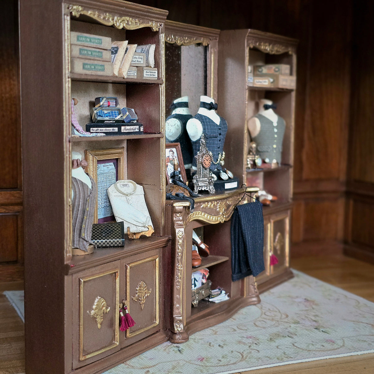 RESERVED FOR Frank Lloyd Wright OOAK Gentleman's Wardrobe Wall Diorama Over 80 Pieces