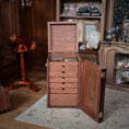 Load image into Gallery viewer, RESERVED FOR Judy Greenwell Jose Gomez Leather Travel Humidor Cabinet with Miniature Cigars, Drawers & Brass Hardware
