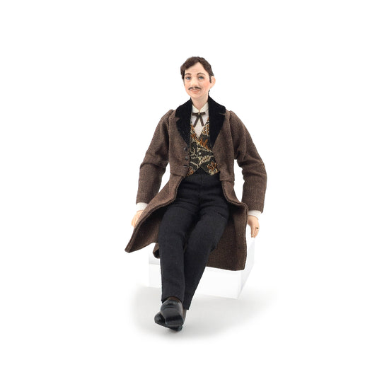 Debbie Dixon-Paver Porcelain Gentleman Doll in Brown Tailcoat & Paisley Waistcoat