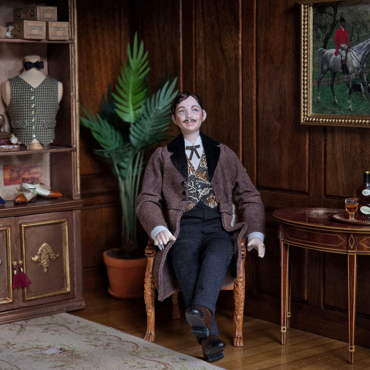 Debbie Dixon-Paver Porcelain Gentleman Doll in Brown Tailcoat & Paisley Waistcoat