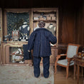 Load image into Gallery viewer, Artisan Porcelain Gentleman Doll in Navy Pinstripe Wool Suit with Boutonniere
