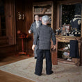 Load image into Gallery viewer, Sculpted Clay Gentleman Doll Wire-Rim Glasses, Tweed Jacket, Vest & Grey Mustache
