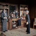 Load image into Gallery viewer, Sculpted Clay Gentleman Doll Wire-Rim Glasses, Tweed Jacket, Vest & Grey Mustache
