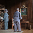 Load image into Gallery viewer, Hand-Sculpted Clay Gentleman Doll in Blue-Grey Wool Three-Piece Suit & Walrus Mustache
