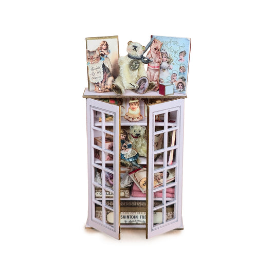 Marie-Pierre Gratias MP Creations Pink Display Cabinet Vignette Teddy Bear, Doll, Hatboxes