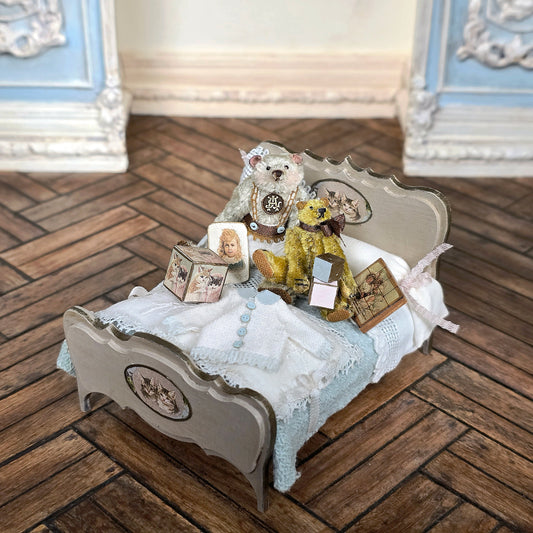 Marie-Pierre Gratias MP Creations French Nursery Bed with Teddy Bears, Books & Kittens