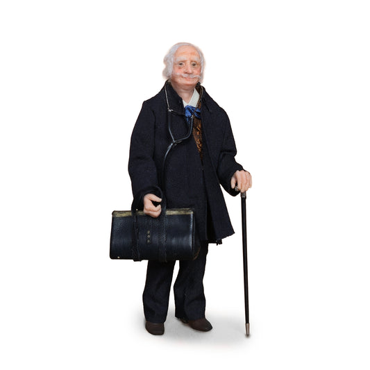 RESERVED for Kathryn Yuna Maria Jesus Chaparro Clay Doctor Doll, Stethoscope, Bag & Cane