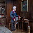 Load image into Gallery viewer, RESERVED for Kathryn Yuna Maria Jesus Chaparro Clay Elderly Man Doll in Smoking Jacket & Bow Tie
