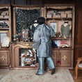 Load image into Gallery viewer, Deville Dolls 1:12 Porcelain Gentleman Doll in Great Silver Silk Suit & Rose Boutonniere
