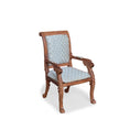 Load image into Gallery viewer, 1:12 Artisan Carved Wood Armchair with Silvery Ivory Basket-Weave Silk Upholstery
