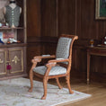 Load image into Gallery viewer, 1:12 Artisan Carved Wood Armchair with Silvery Ivory Basket-Weave Silk Upholstery
