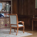 Load image into Gallery viewer, 1:12 Artisan Carved Wood Armchair with Silvery Ivory Basket-Weave Silk Upholstery
