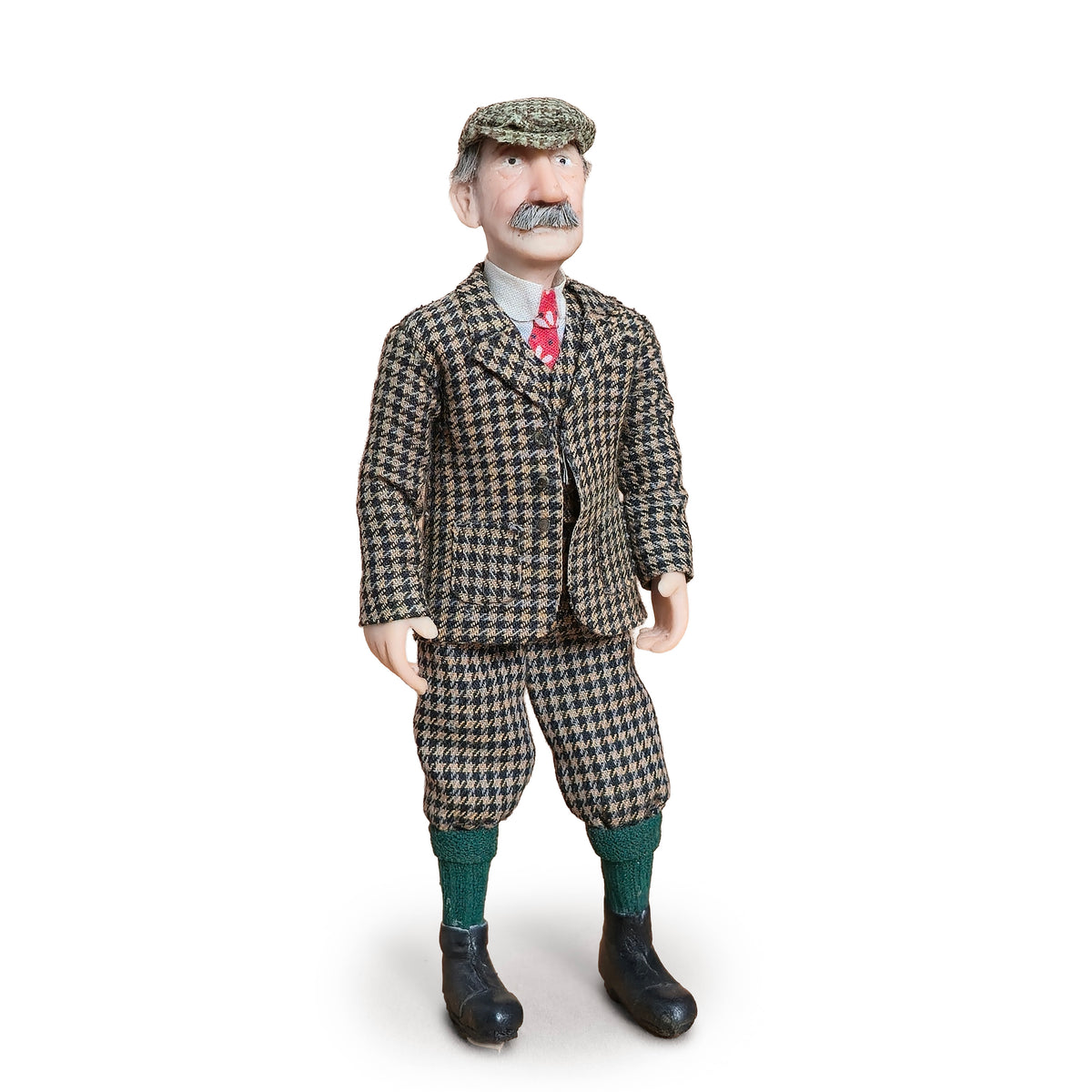 Philip Beglan Clay Country Gentleman Doll in Houndstooth Tweed Plus-Fours & Flat Cap
