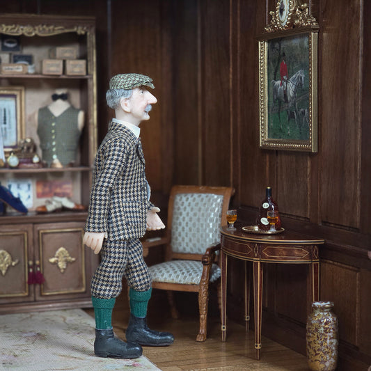 Philip Beglan Clay Country Gentleman Doll in Houndstooth Tweed Plus-Fours & Flat Cap