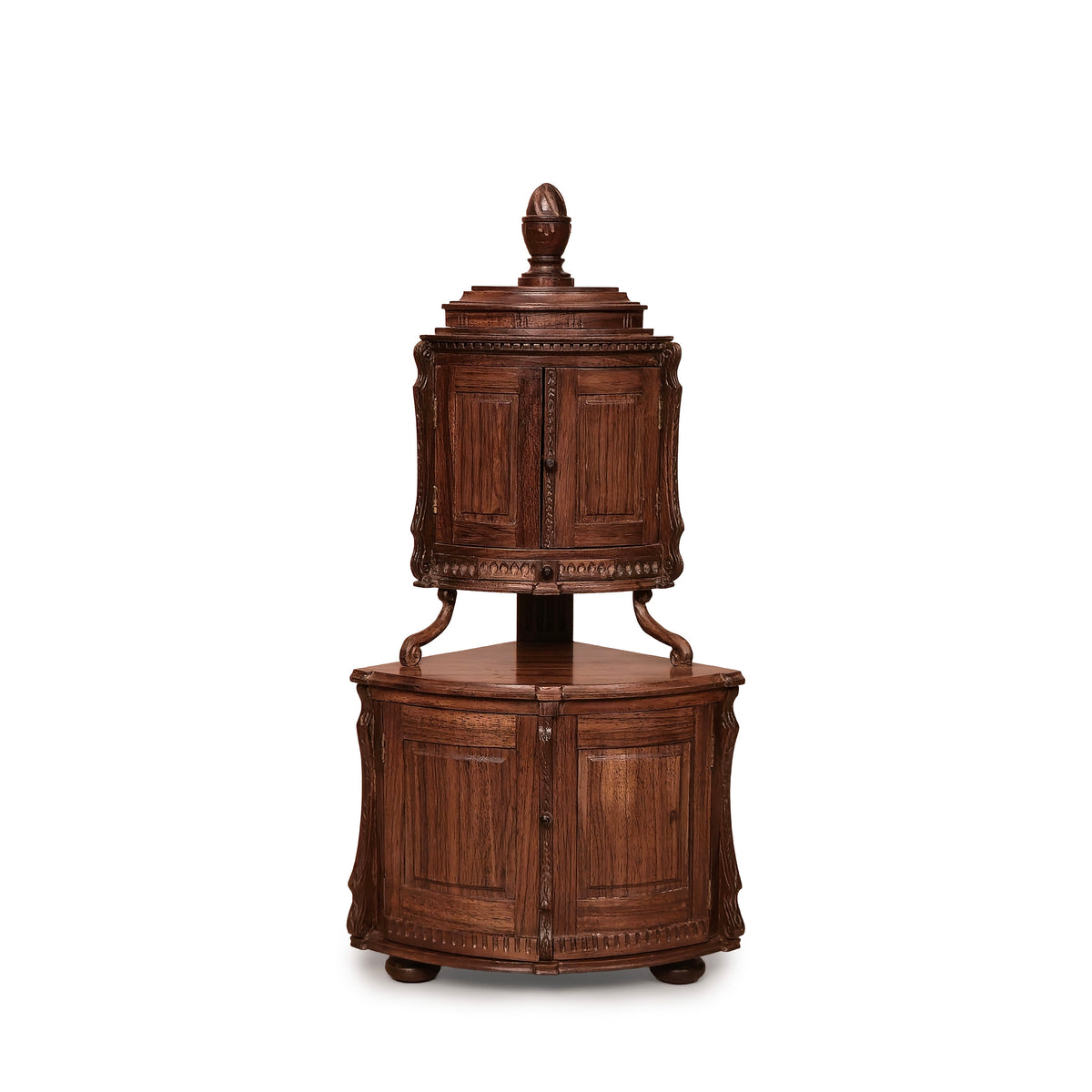 RARE Pierre Zador French Henri II Style Carved Corner Cabinet, Signed 1988 IGMA Fellow