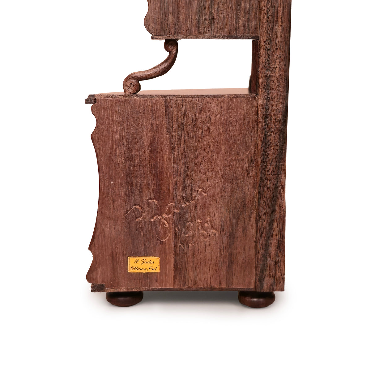 RARE Pierre Zador French Henri II Style Carved Corner Cabinet, Signed 1988 IGMA Fellow