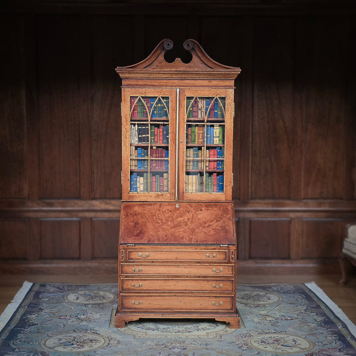 Alan Barnes of Tarbena Miniatures Georgian Secretary Bookcase with Carved Books 2013