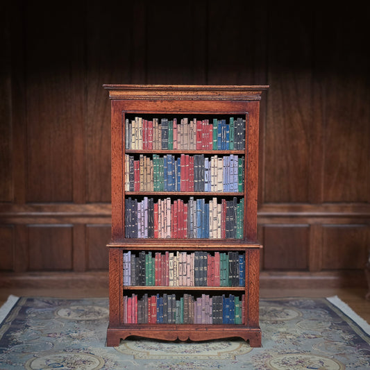 Alan Barnes Tarbena Miniatures Walnut Library Bookcase with Hand Painted Book Shelves