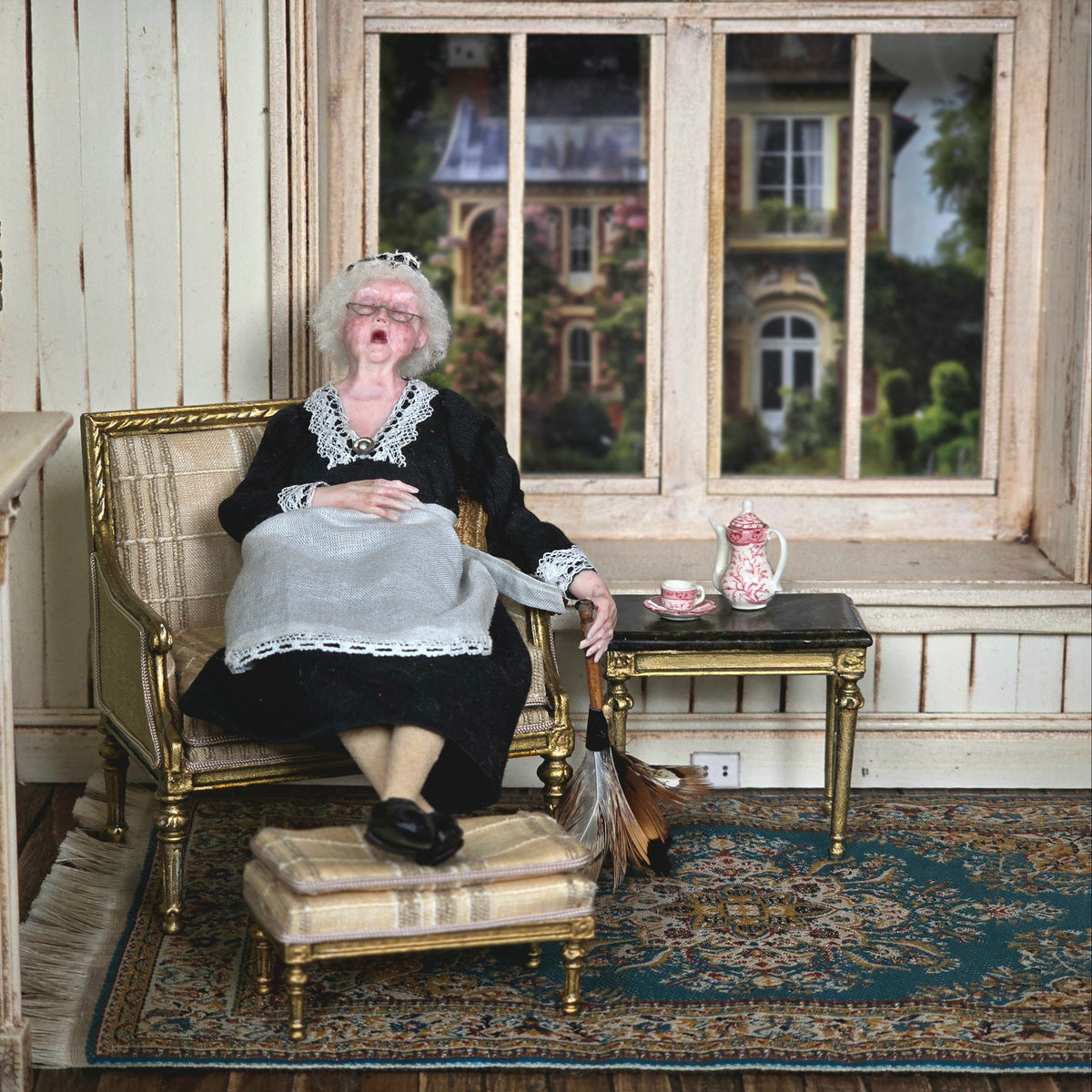 Jain Squires Sleeping Older Exhauster Maid 1:12 OOAK The Giddy Kipper Clay Doll