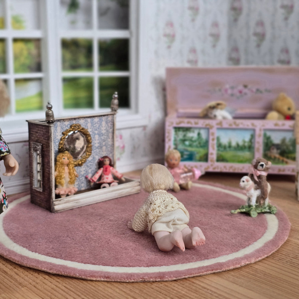Joan Blackwood Blonde Crawling Baby 1:12 Sculpted Porcelain Miniature Doll
