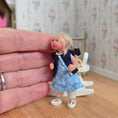 Load image into Gallery viewer, Irina Martin Blonde Toddler Girl in Blue Dress 1:12 Sculpted Clay Doll
