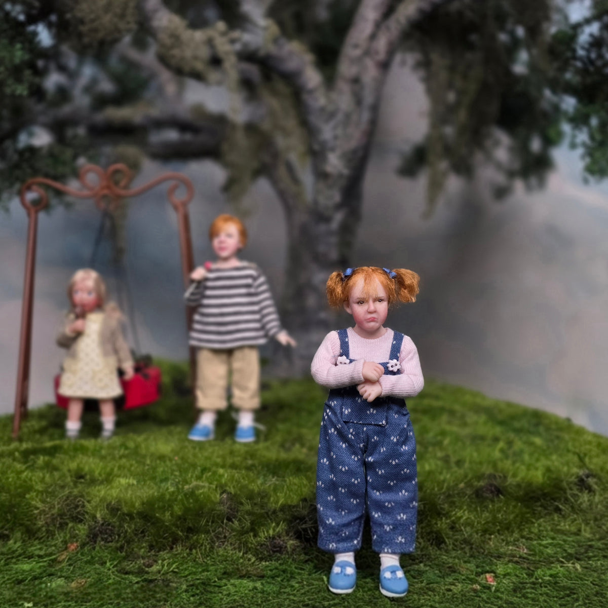 Julie Campbell Sad Pouting Little Girl Doll in Overalls 1:12 IGMA Artisan Sculpted