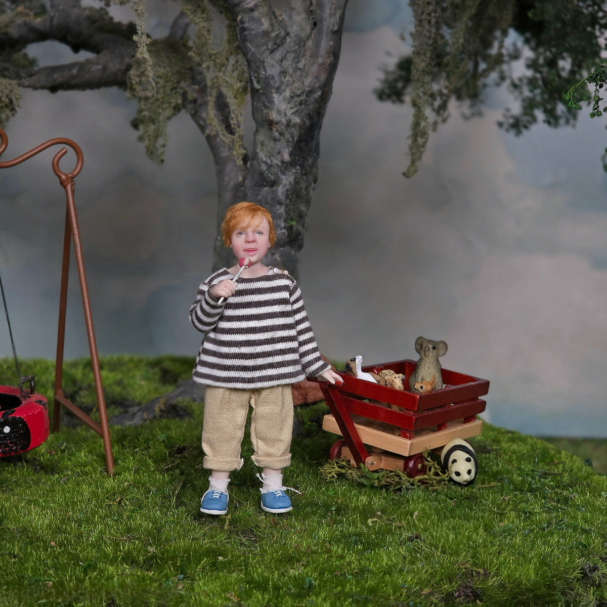 Julie Campbell Red-Haired Boy with Lollipop 1:12 IGMA Clay Artisan Doll
