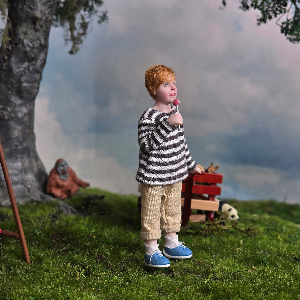 Julie Campbell Red-Haired Boy with Lollipop 1:12 IGMA Clay Artisan Doll