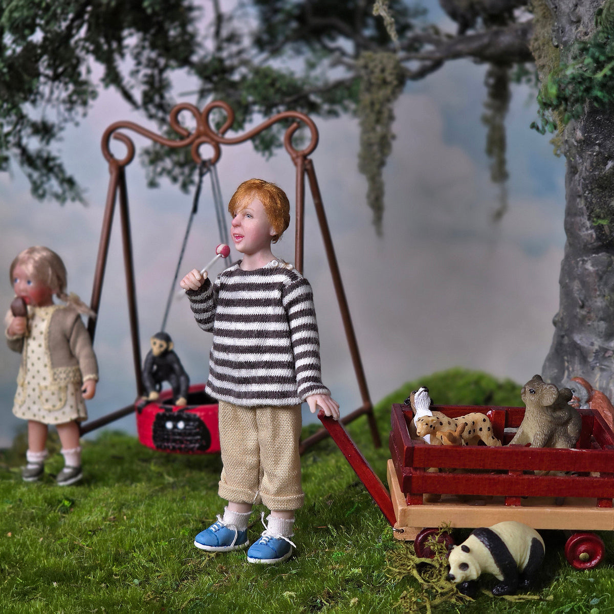 Julie Campbell Red-Haired Boy with Lollipop 1:12 IGMA Clay Artisan Doll
