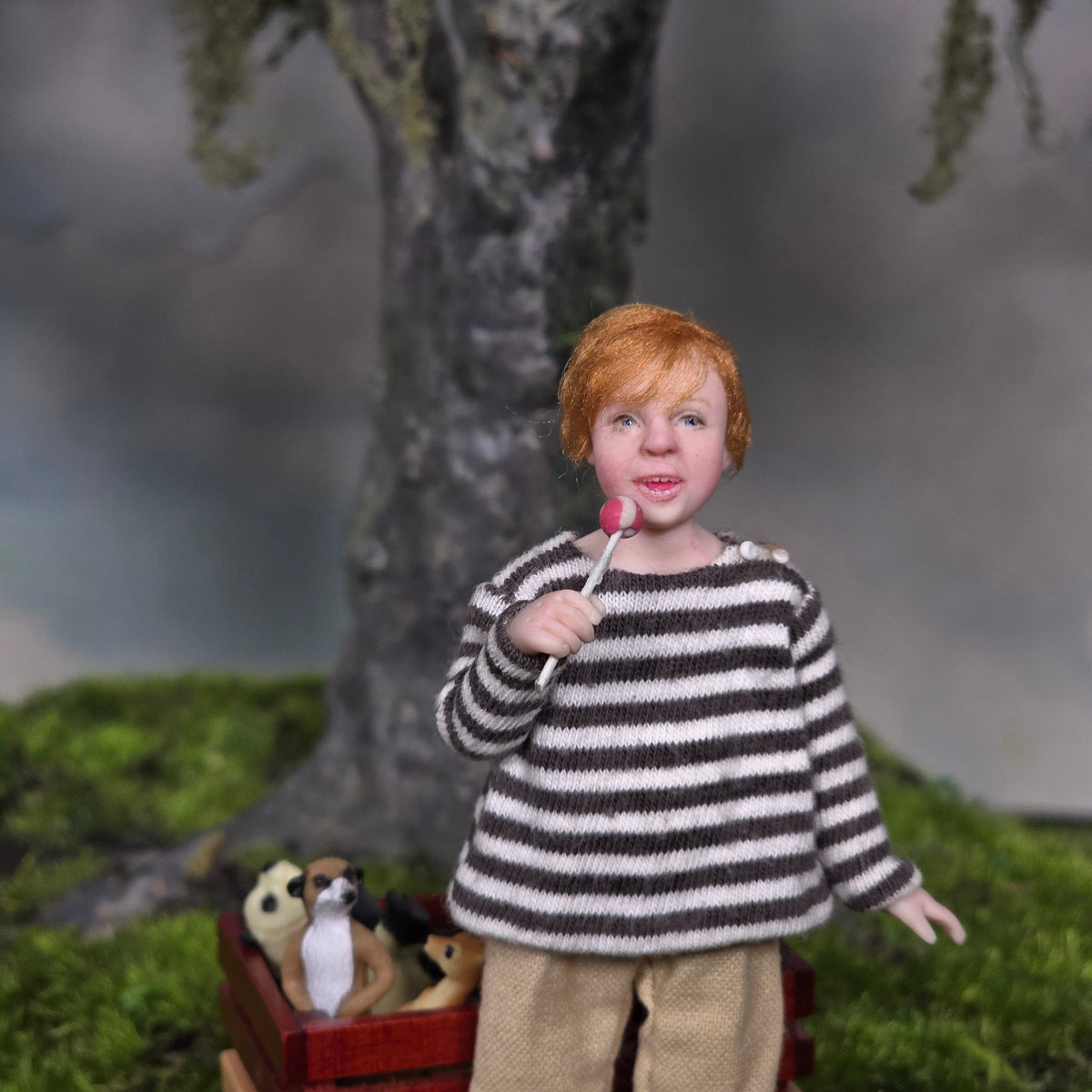 Julie Campbell Red-Haired Boy with Lollipop 1:12 IGMA Clay Artisan Doll