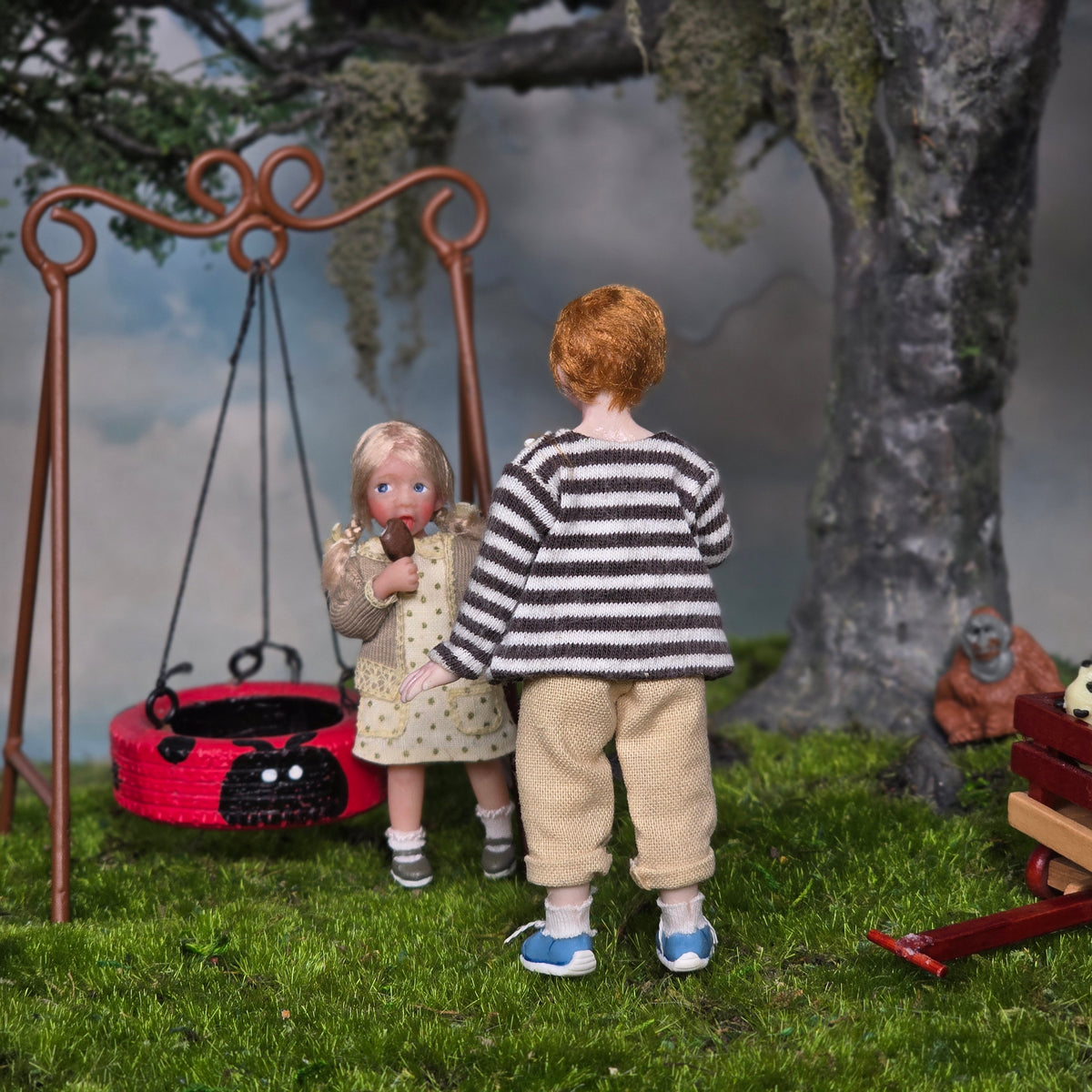 Julie Campbell Red-Haired Boy with Lollipop 1:12 IGMA Clay Artisan Doll