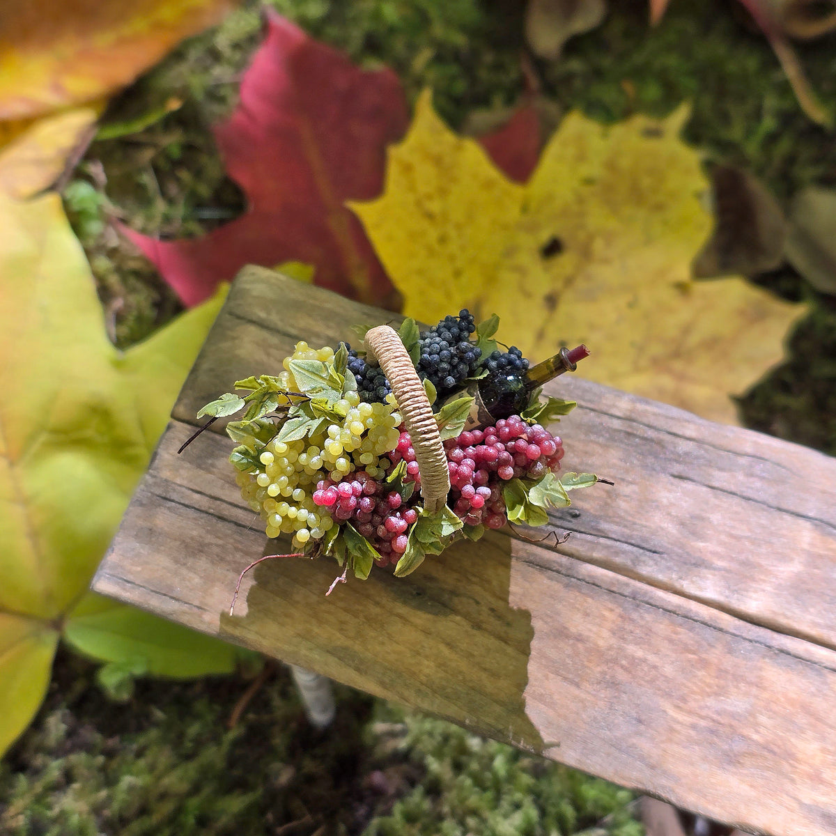 IGMA Artisan Gosia Suchodolska Light Harvest Basket with Grapes & Wine Bottle